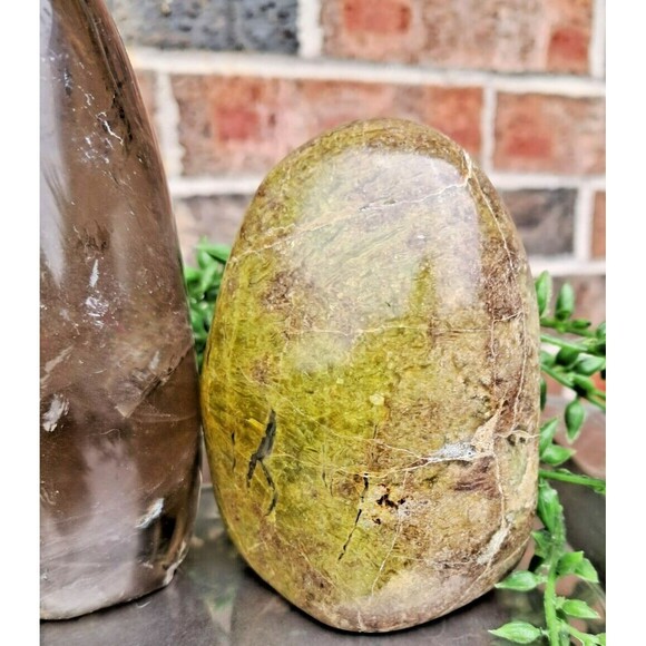 Smoky Quartz Green Opal Tower Set Protecting and Calming Crystal Set - Picture 5 of 13